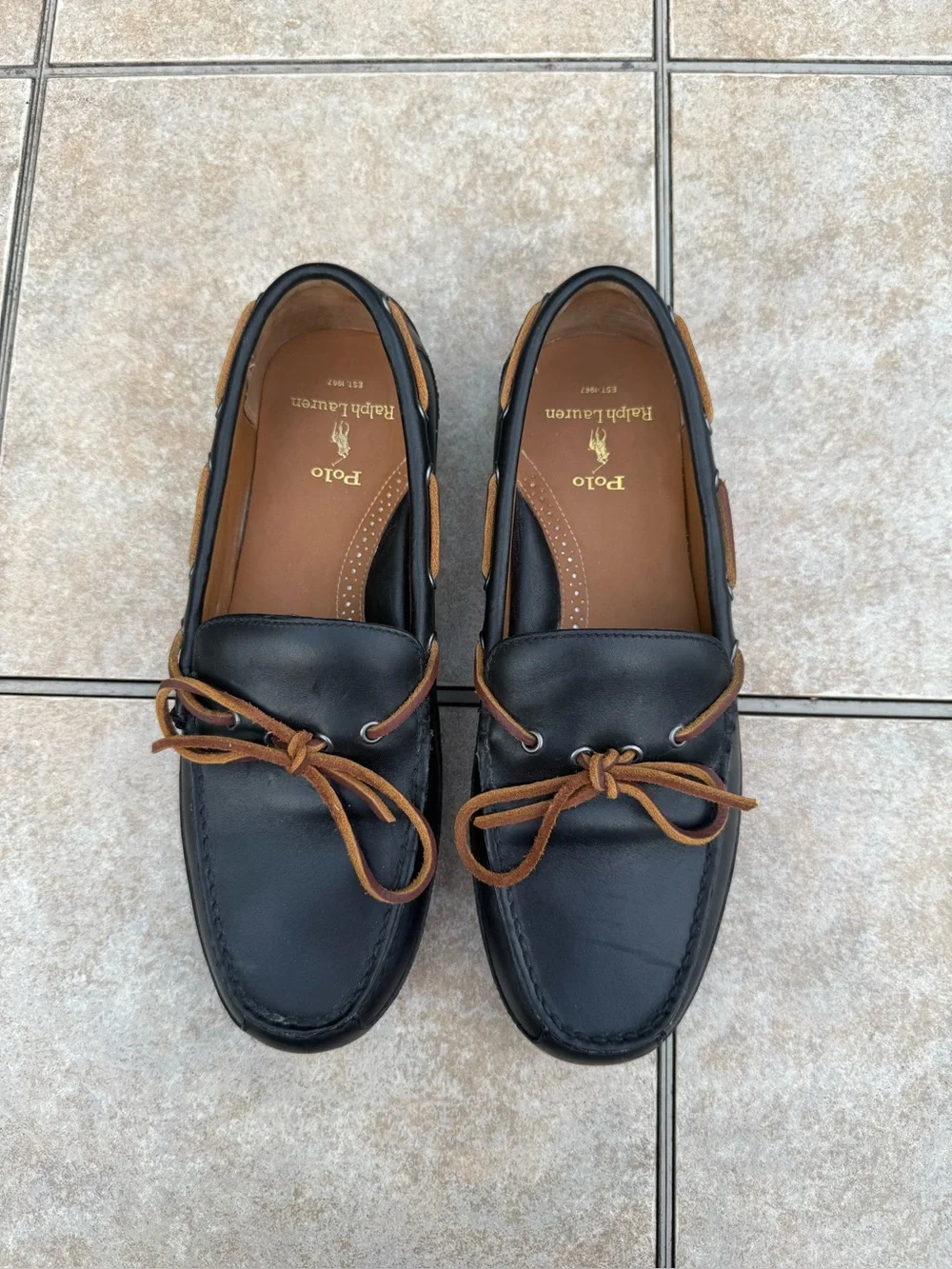 Polo Ralph Lauren men's Roberts driving moccasins in black leather.